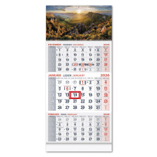 Nástenný kalendár TROJMESAČNÝ 2026 - Hory